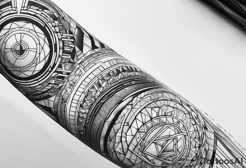 futuristic style on left arm tattoo idea