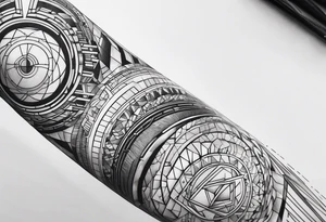 futuristic style on left arm tattoo idea