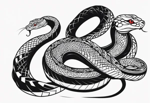 Aggresive Snake, this design must be in a vertical vertical proportion. Also, the desing must be minimalistic not saturated. tattoo idea