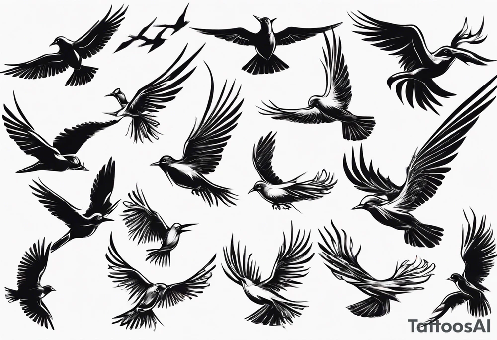 flock of birds flying away tattoo idea
