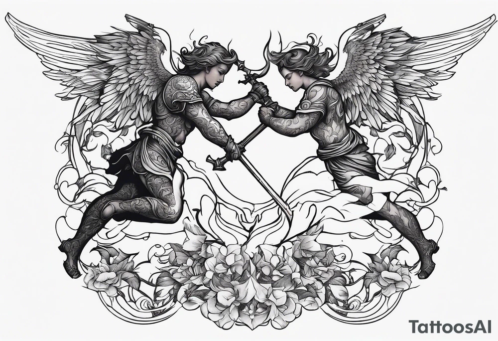 angels fighting demons tattoo idea