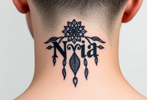 Name Nia in a dreamcatcher faded letters tattoo idea