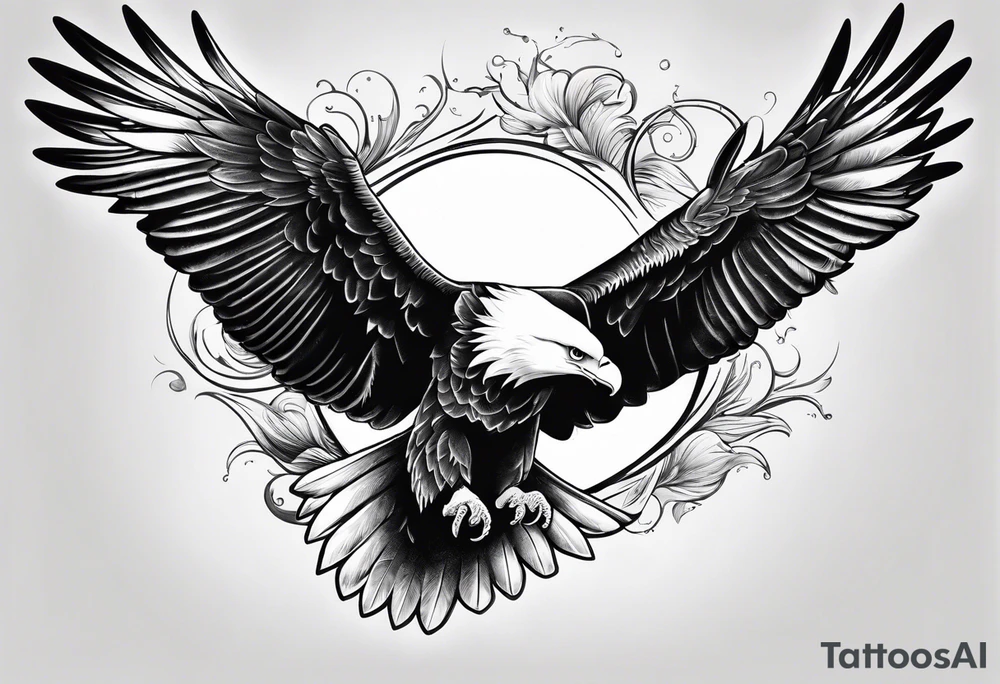 Eagle and a White Dove fly side by side tattoo idea