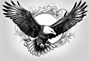 Eagle and a White Dove fly side by side tattoo idea