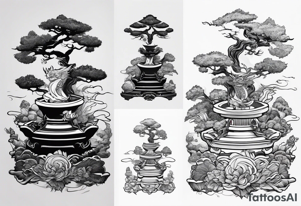 samurai and bonsai tree tattoo idea