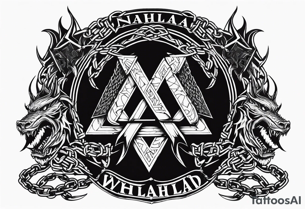Valhalla sword shield axe barbed wire chains valknut fire dragon tattoo idea Valhalla sword shield axe barbed wire chains valknut fire dragon tattoo idea