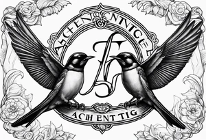 Two swallows with the word achentachetig tattoo idea
