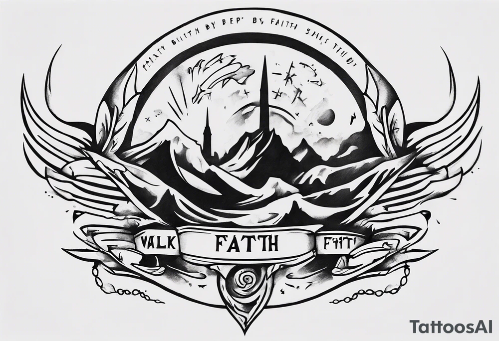 Horizontal inner bicep tattoo. “walk by faith, not by sight” modern tattoo tattoo idea