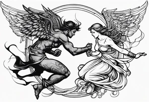 angel fighting a demon tattoo idea