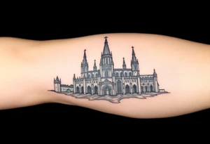 I universe in the shape of a Gothic cathedral tattoo idea