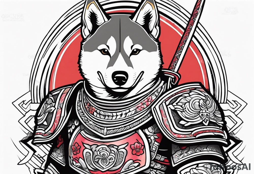 Shiba inu  japanese warrior armor tattoo idea