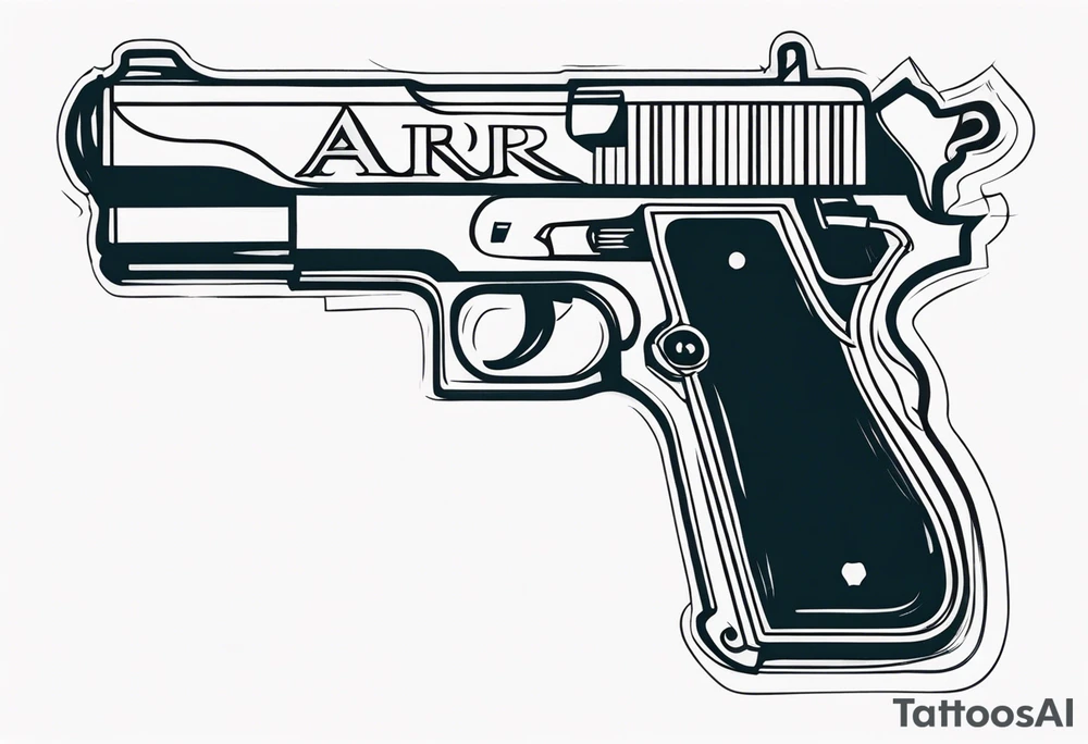 The letters AR with a pistol on each side tattoo idea