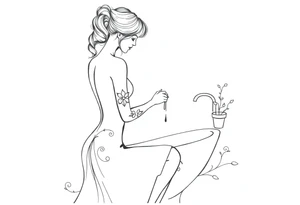 girl cleaning bathroom tattoo idea