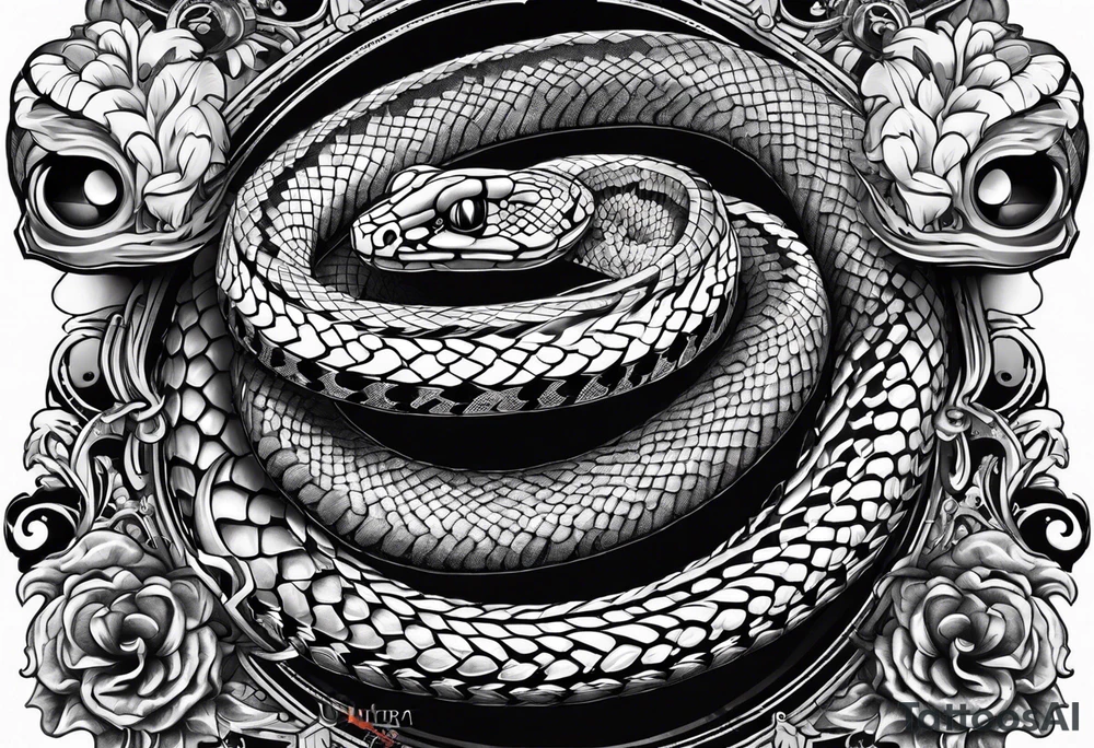 three headed snake in steampunk tattoo idea