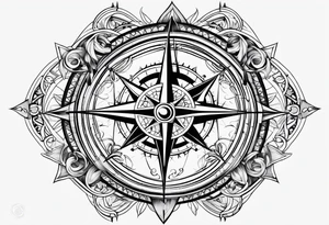 Nautical compass and tribal tattoo idea