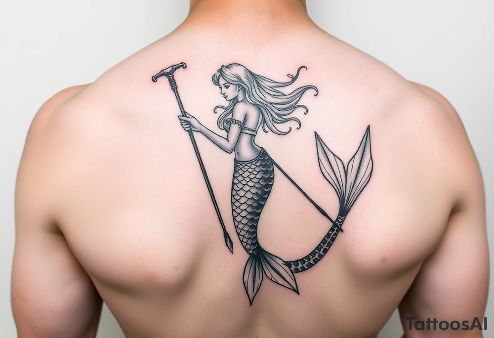 Mermaid with crutches tattoo idea