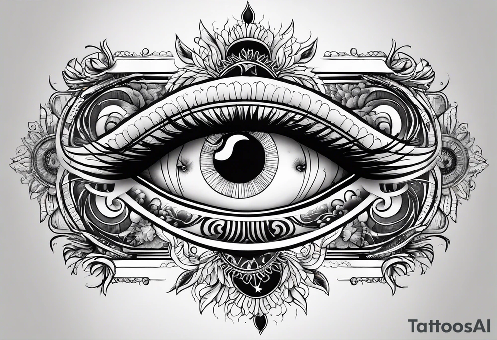 Eye, moon and sun tattoo idea
