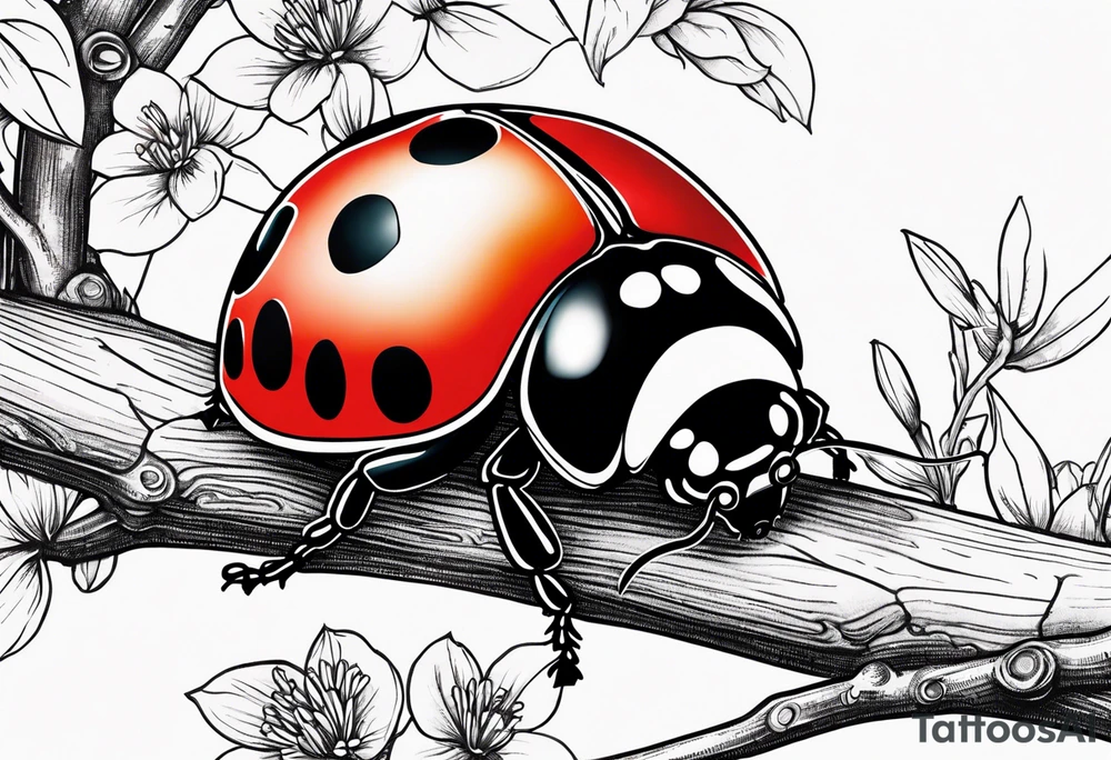 Lady bug on a branch tattoo idea