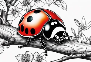 Lady bug on a branch tattoo idea