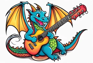 Dragon playing guitar tattoo idea