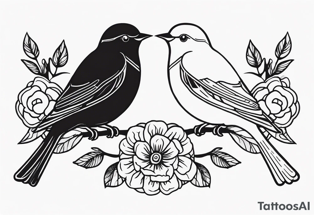 outline of two birds tattoo idea