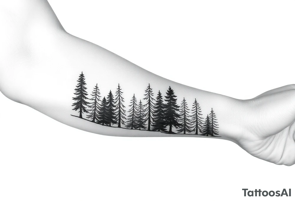 Coniferous forest forearm tattoo sleeve tattoo idea