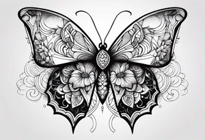 Borboleta com um coração de chama tattoo idea