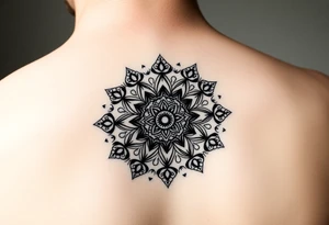 intricate mandala with sacred geometry and cosmic elements tattoo idea