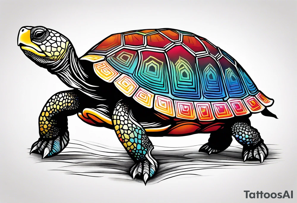 Colourful tortoise tattoo idea