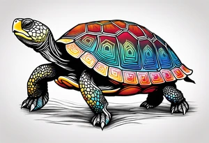 Colourful tortoise tattoo idea