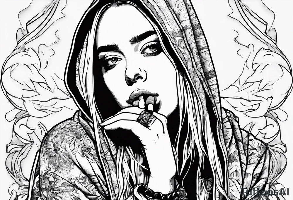 Billie Eilish smoking cigarette tattoo idea