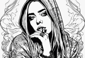 Billie Eilish smoking cigarette tattoo idea