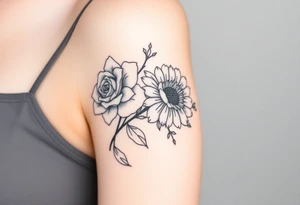 Rose and Chrysanthemum bouquet tattoo tattoo idea