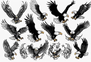head first bald eagle tattoo idea