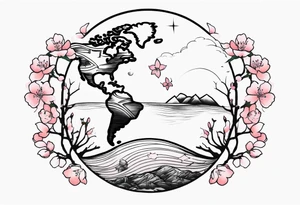 Mother Earth with cherry blossoms tattoo idea