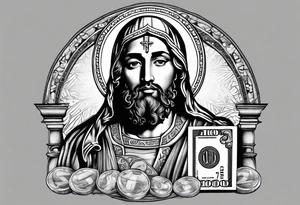 San Judas with money tattoo idea