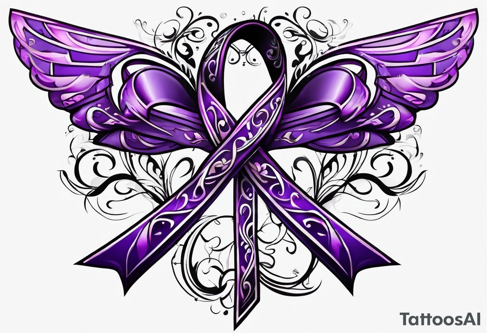 Purple cancer ribbon tattoo idea