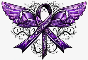 Purple cancer ribbon tattoo idea