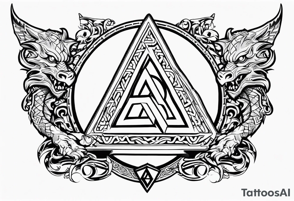 Valhalla sword shield dragon valknut tattoo idea