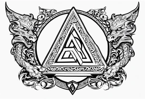 Valhalla sword shield dragon valknut tattoo idea