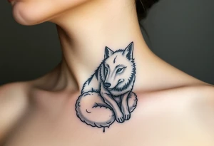 Wolf wearing a sheeps wool around its body like a coat prowling around tattoo idea