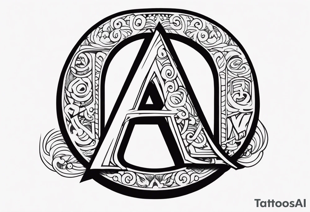 the letters A R in the middle of a ninja headband tattoo idea