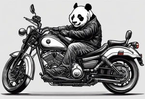 panda riding a motorcycle tattoo idea
