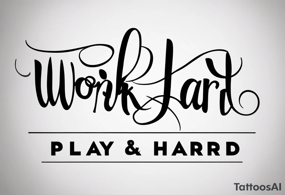 I want a tattoo containing the following two words "work hard" and "play hard". tattoo idea