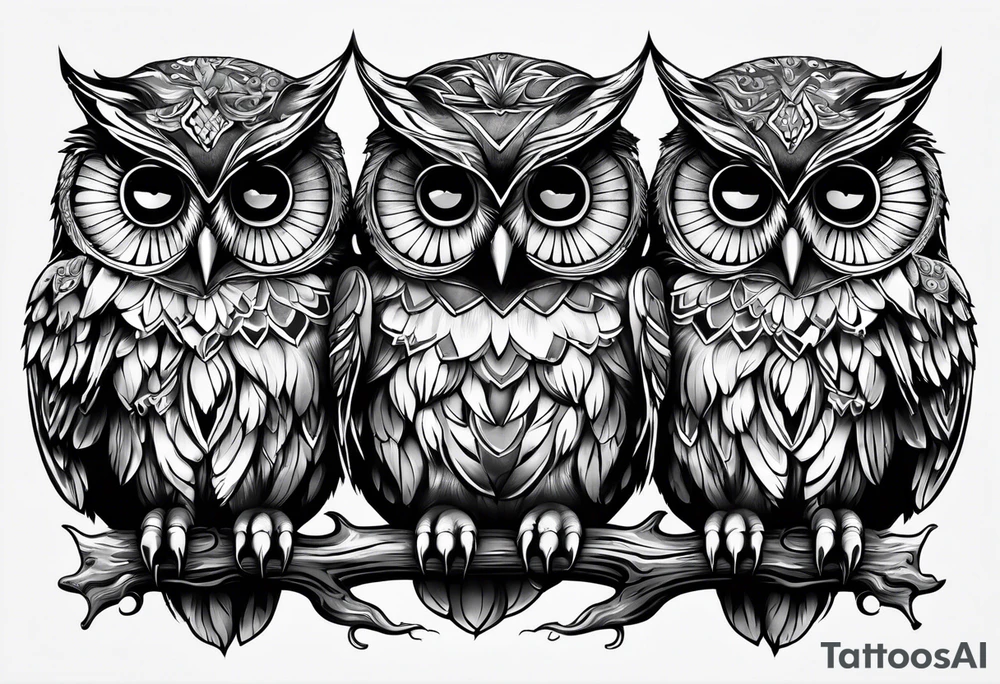 Owls 
Hear no evil, see no evil, speak no evil tattoo idea
