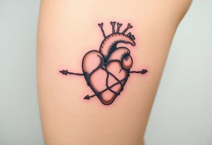 Heart wrapped in barb wire tattoo idea