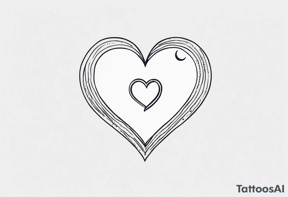 Crescent moon with a love heart inside tattoo idea