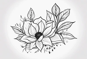 significativo, fiori e foglie legati tra loro che seguono la curva del fianco, rinascita tattoo idea