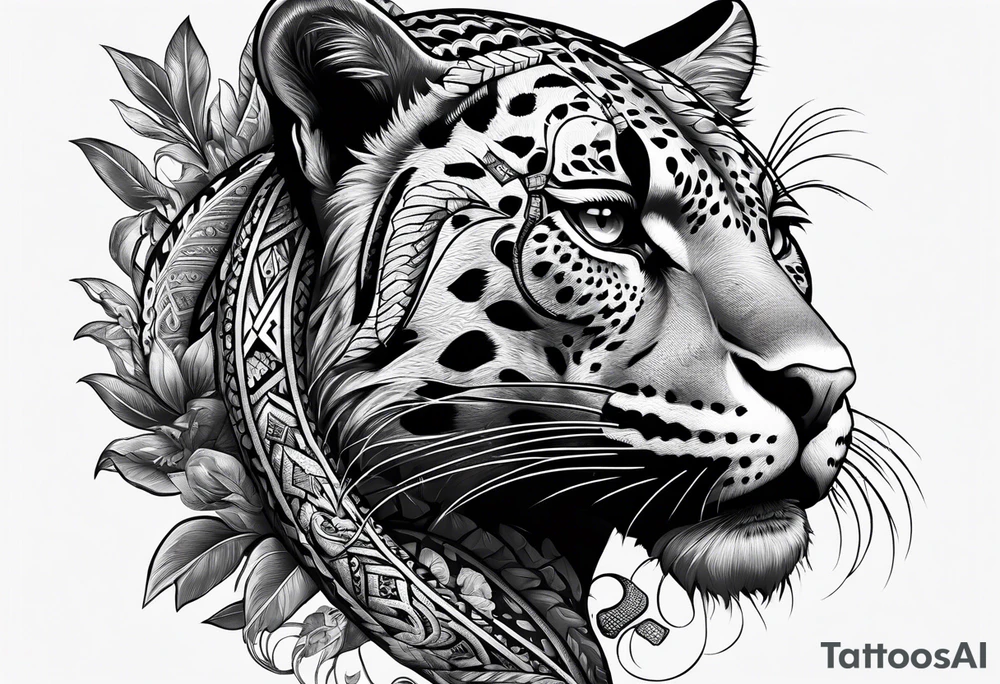aztec black jaguar with snake tattoo idea