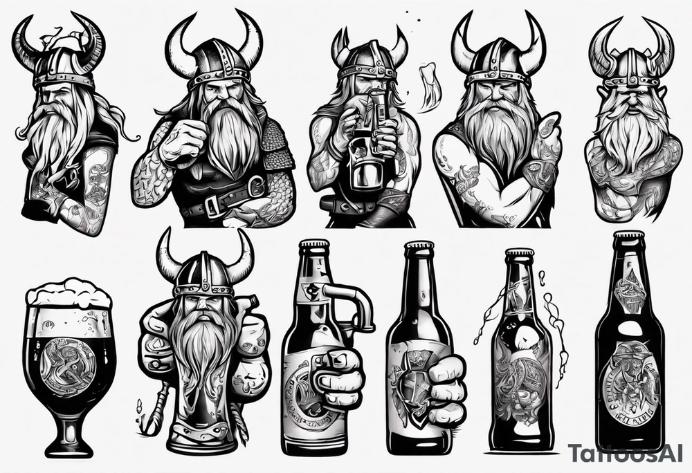 Viking drinking beer tattoo idea